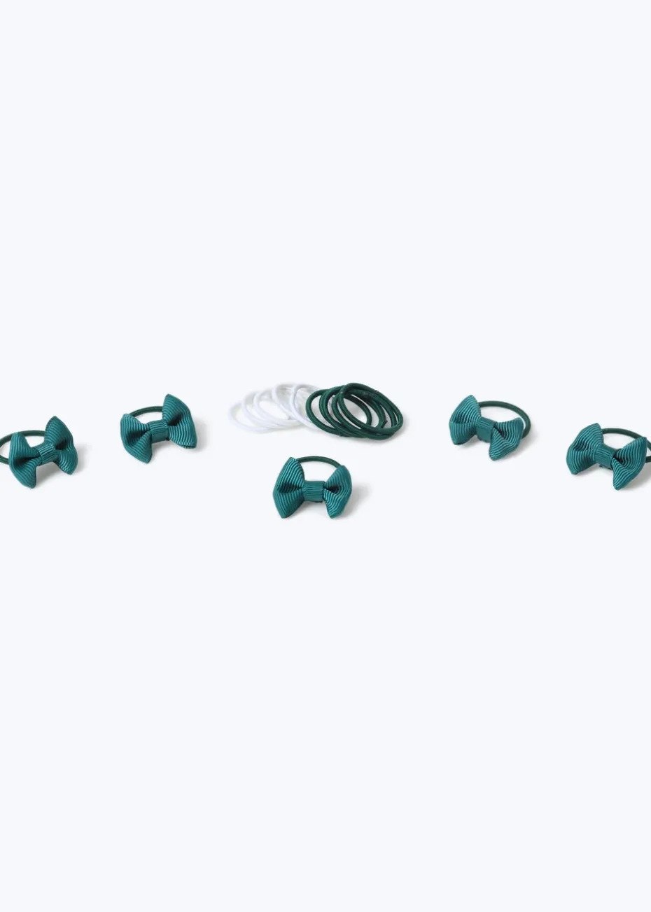 Multipack Girls Green Bow Hair Bobbles