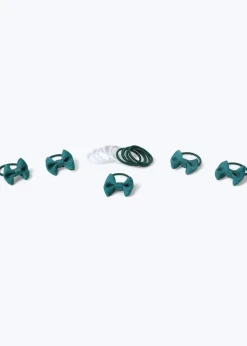 Multipack Girls Green Bow Hair Bobbles