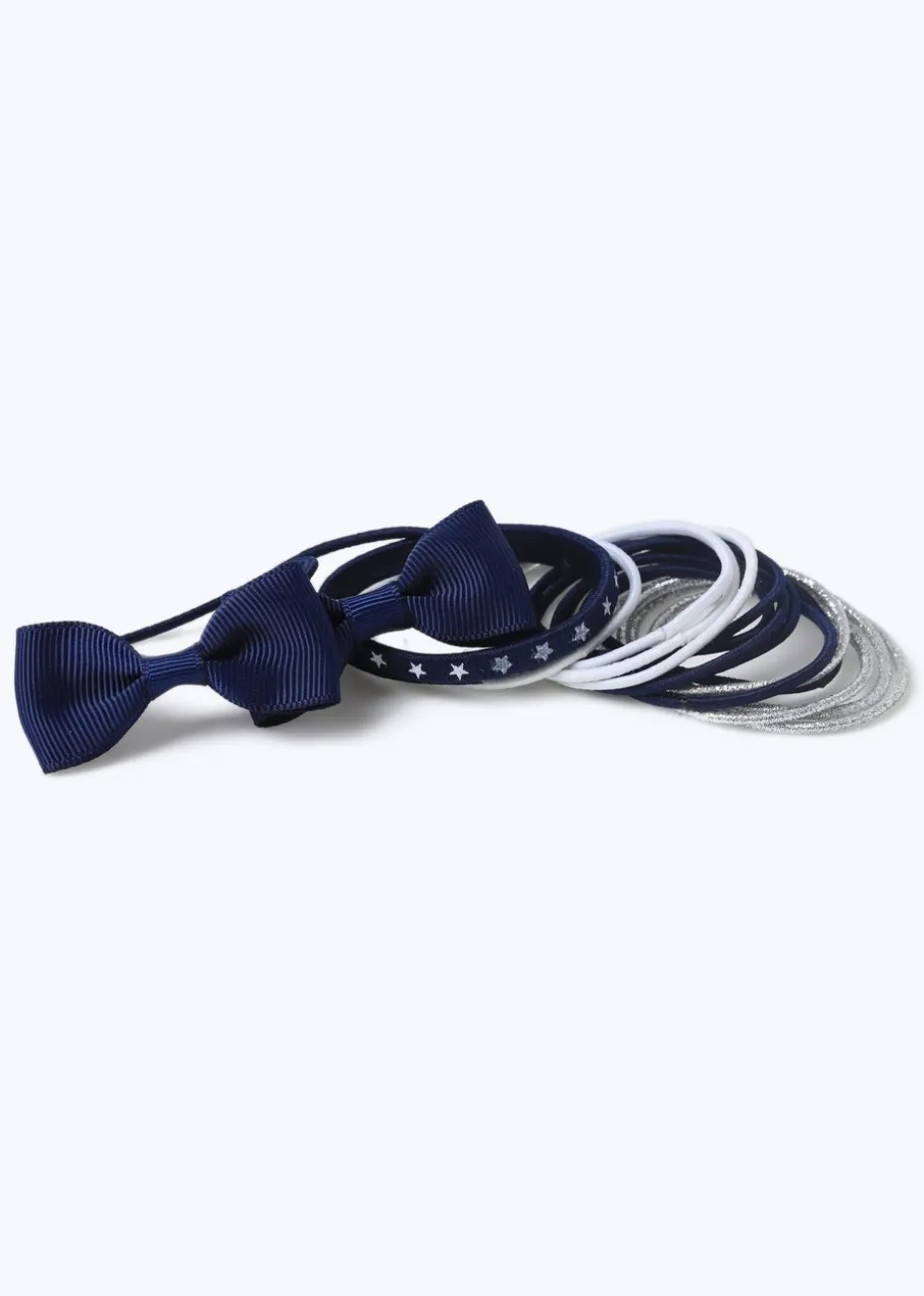 Multipack Girls Navy Bow Hair Bobbles