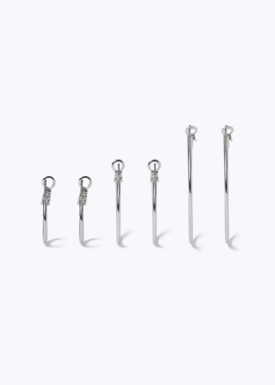 Muse 3 Pack Silver Thin Hoop Earrings