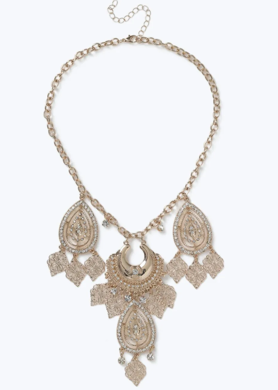 Muse Gold Filigree Charm Collar Necklace