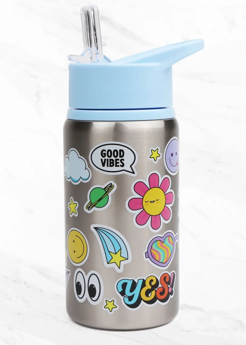 Myga Blue Emoji Childrens Metal Water Bottle