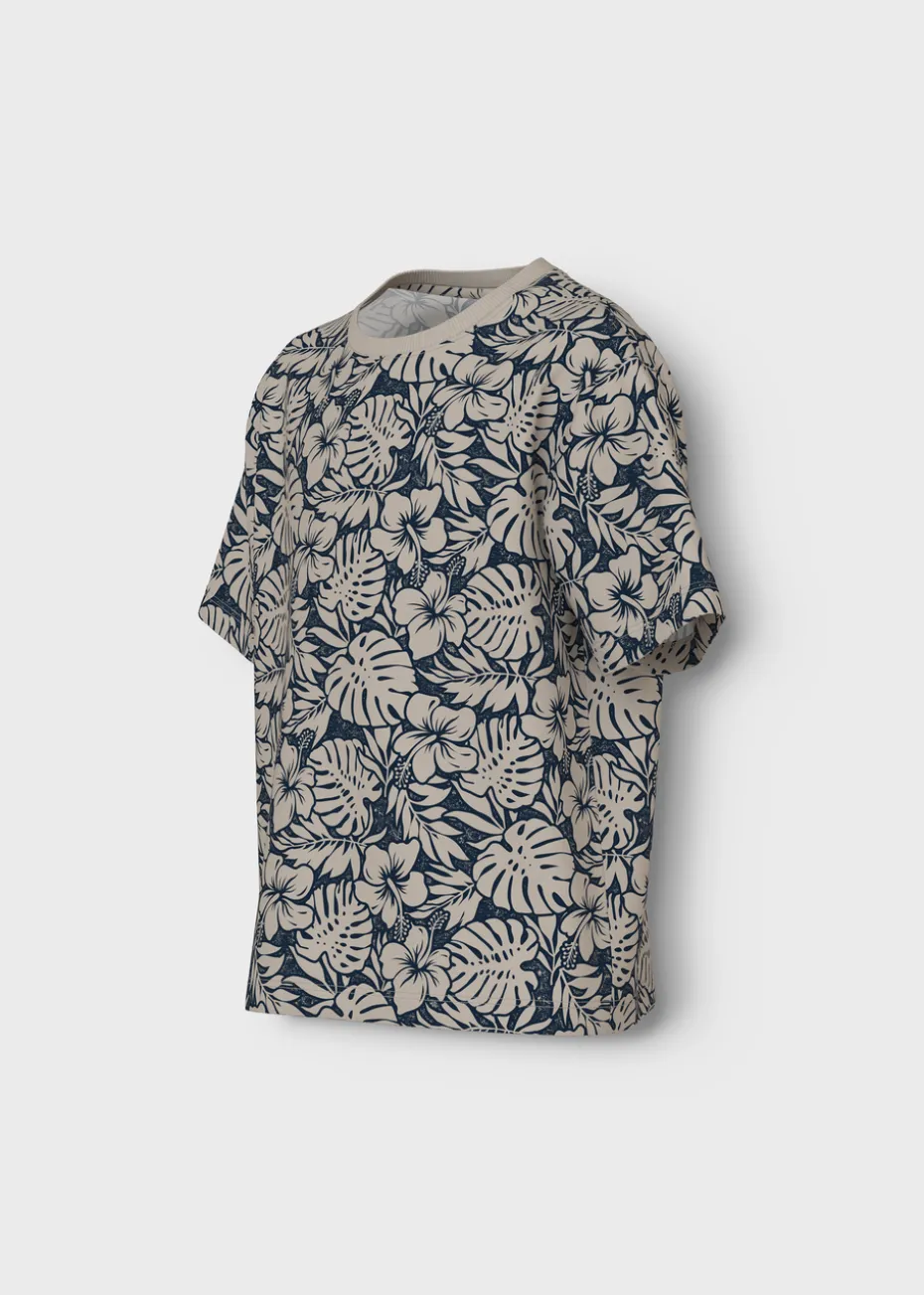 Name It Boys Navy Tropical Leaf T-Shirt (6-12yrs)