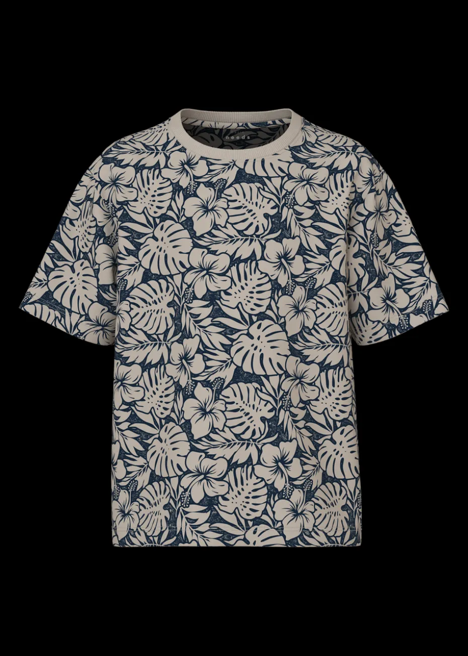 Name It Boys Navy Tropical Leaf T-Shirt (6-12yrs)