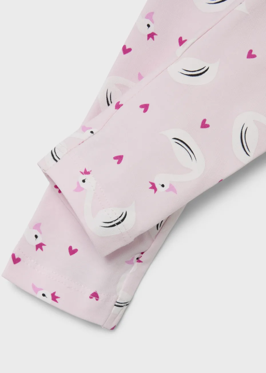 Name It Girls Pink Swan Leggings (1.5-6yrs)