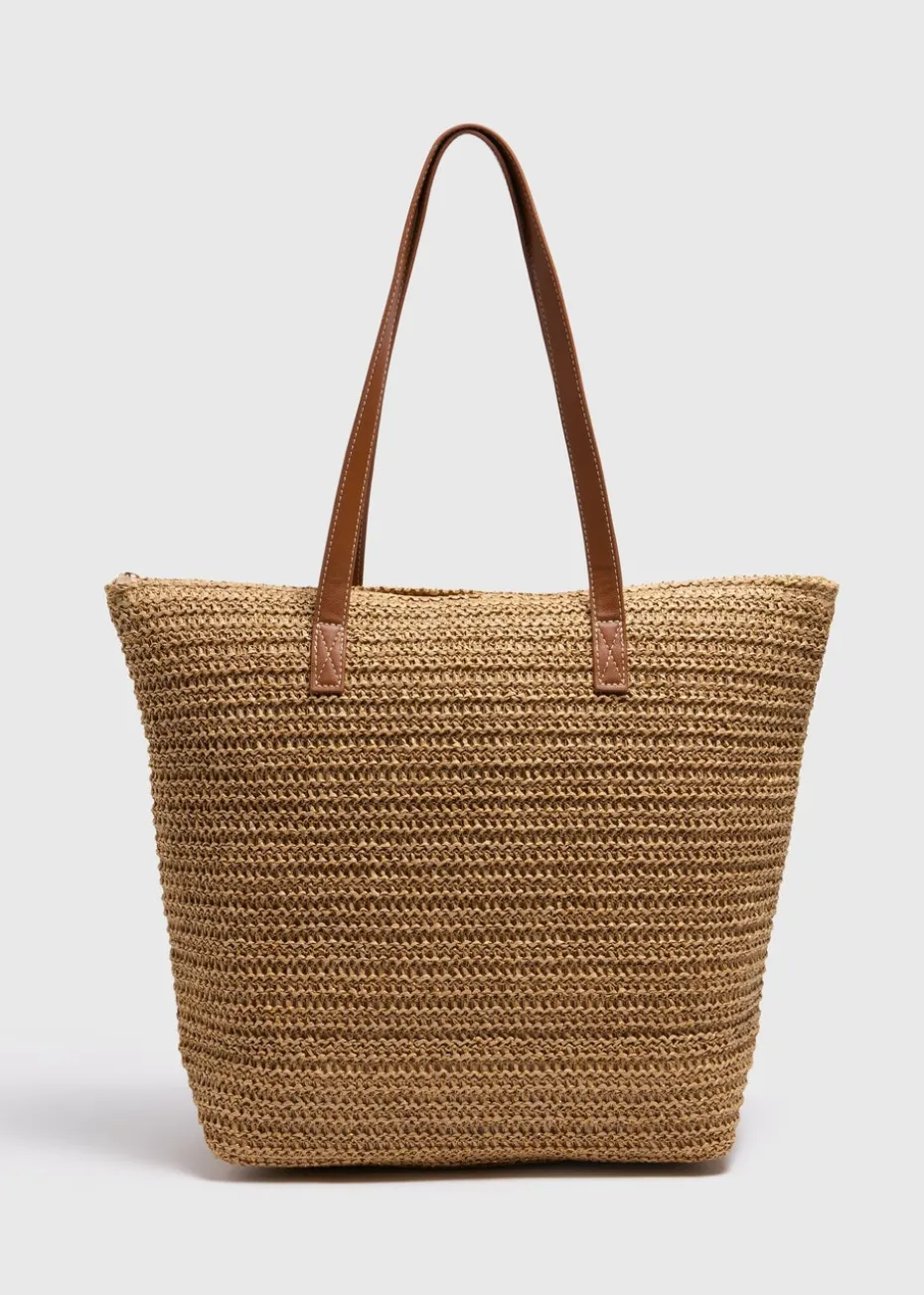 Natural Straw Shopper Tote Bag