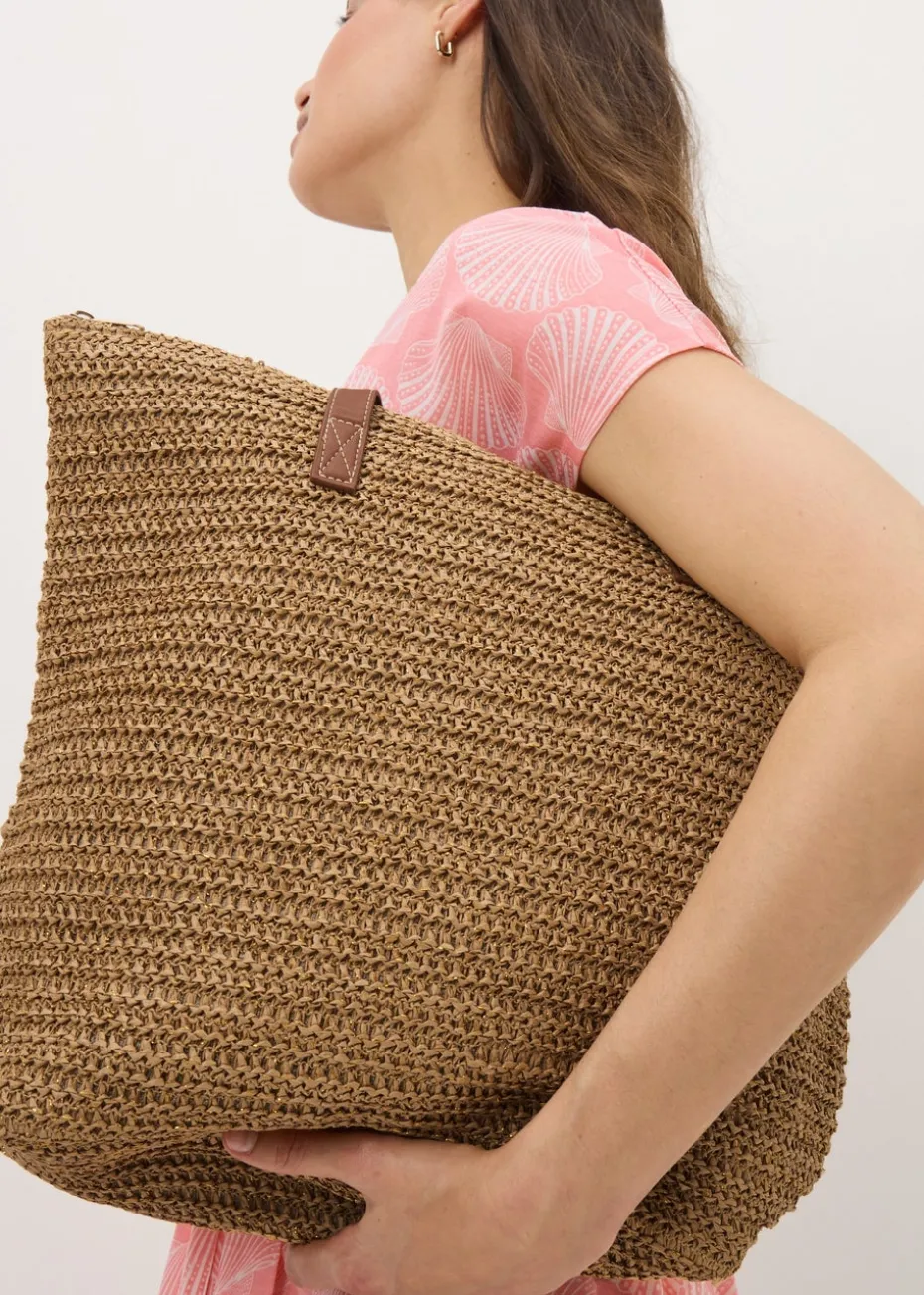 Natural Straw Shopper Tote Bag