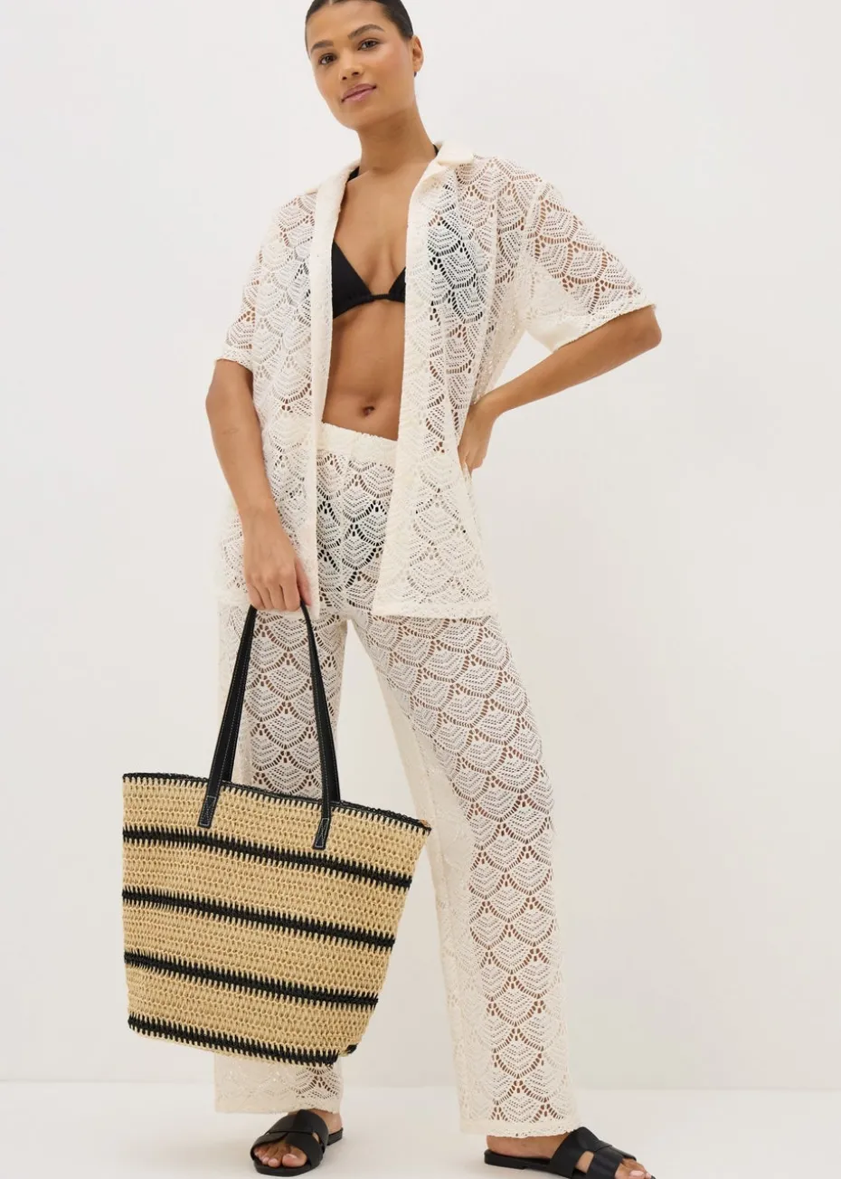 Natural Stripe Straw Beach Bag