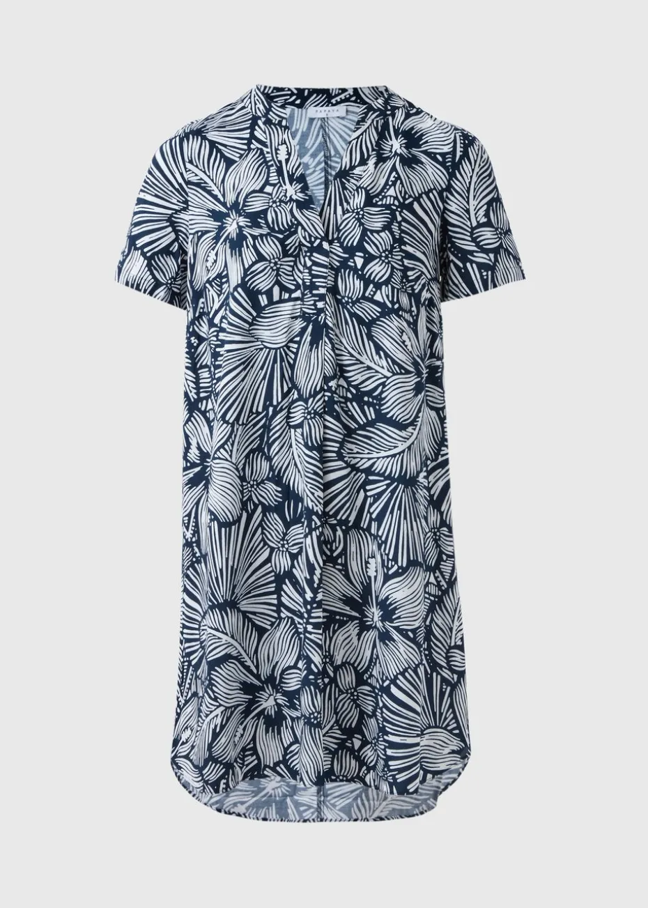 Navy Floral Popover Tunic