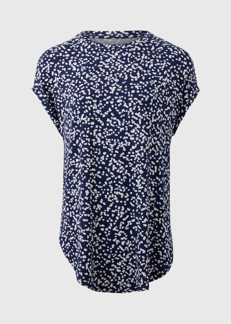 Navy Patterned Longline T-Shirt