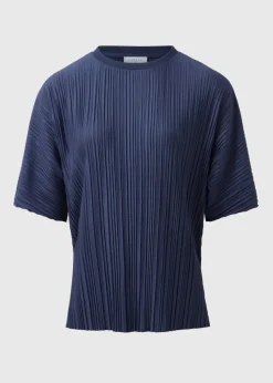 Navy Pleated Co Ord Top