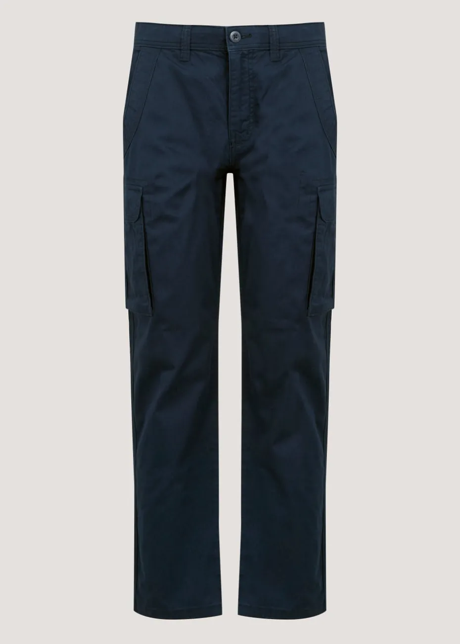 Navy Slim Fit Cargo Trousers