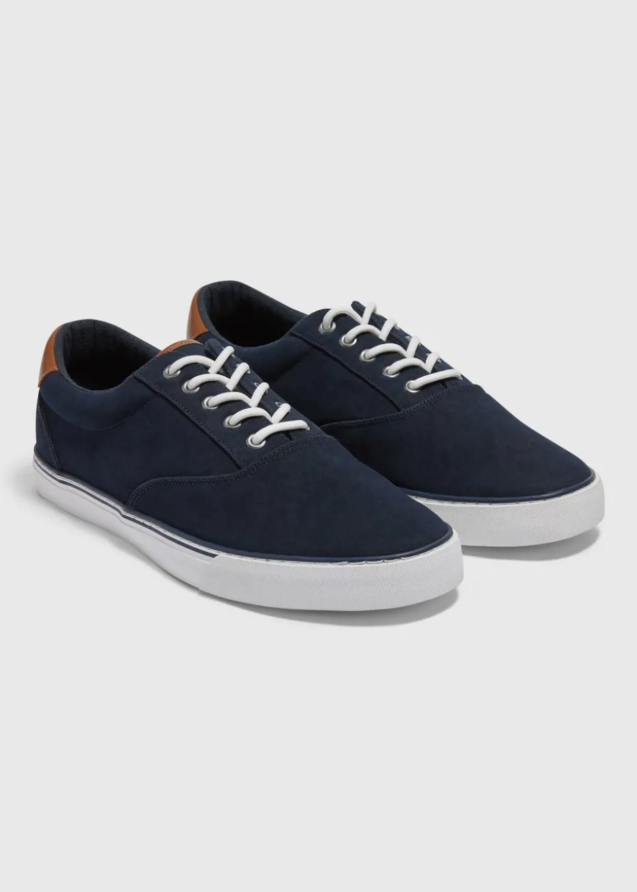 Navy Suede Canvas Pumps