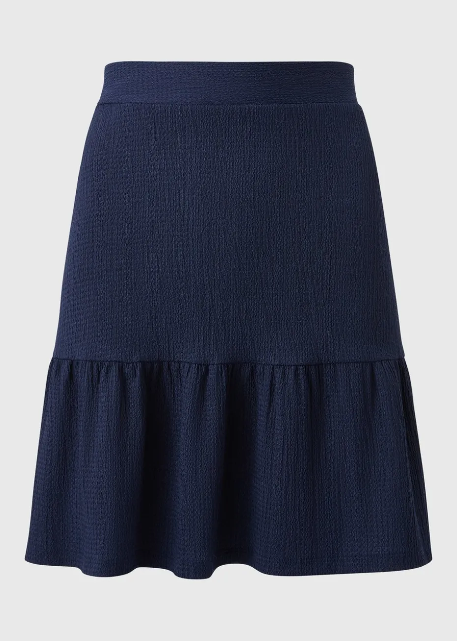 Navy Tiered Mini Skirt