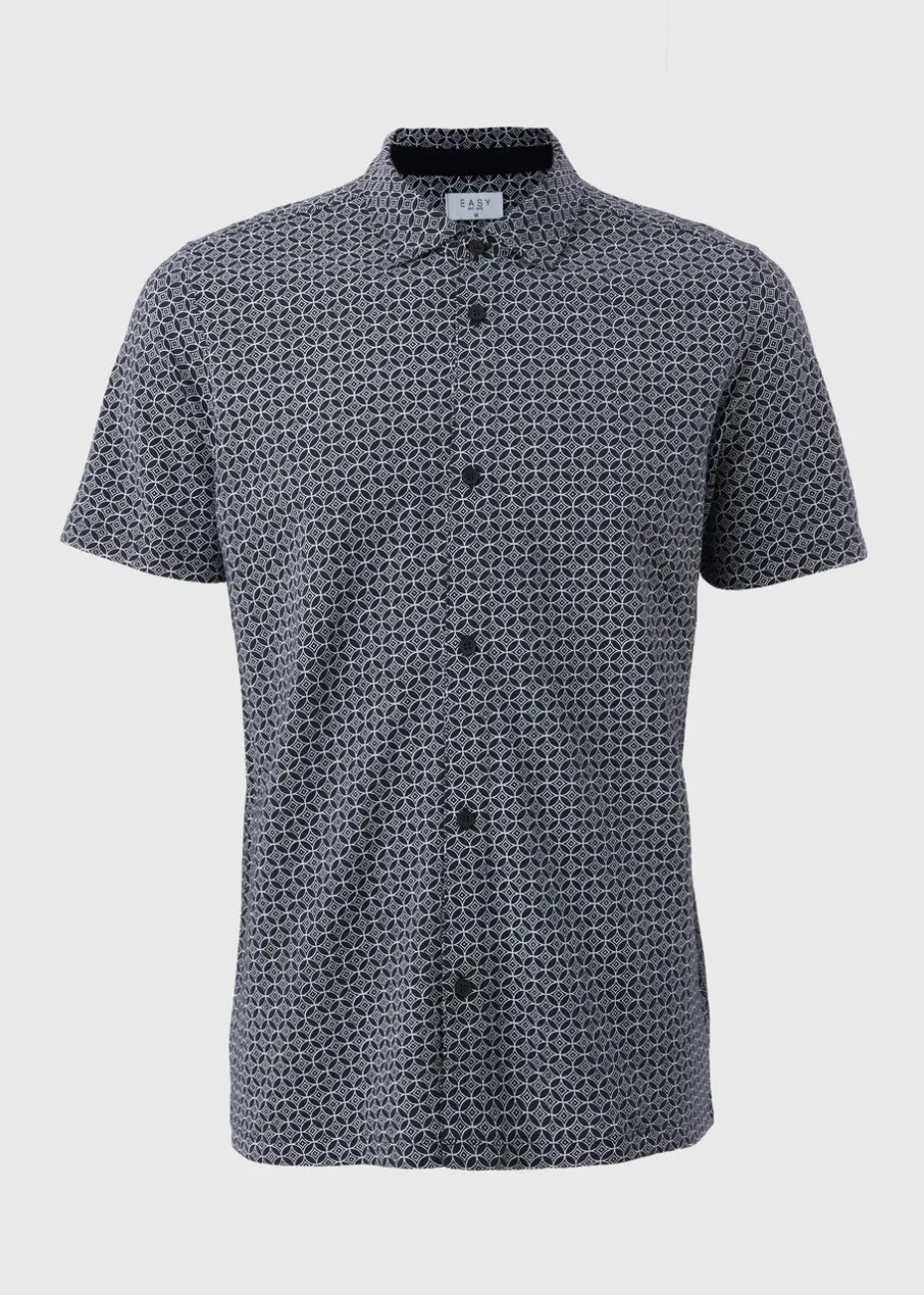 Navy Tile Print Shirt