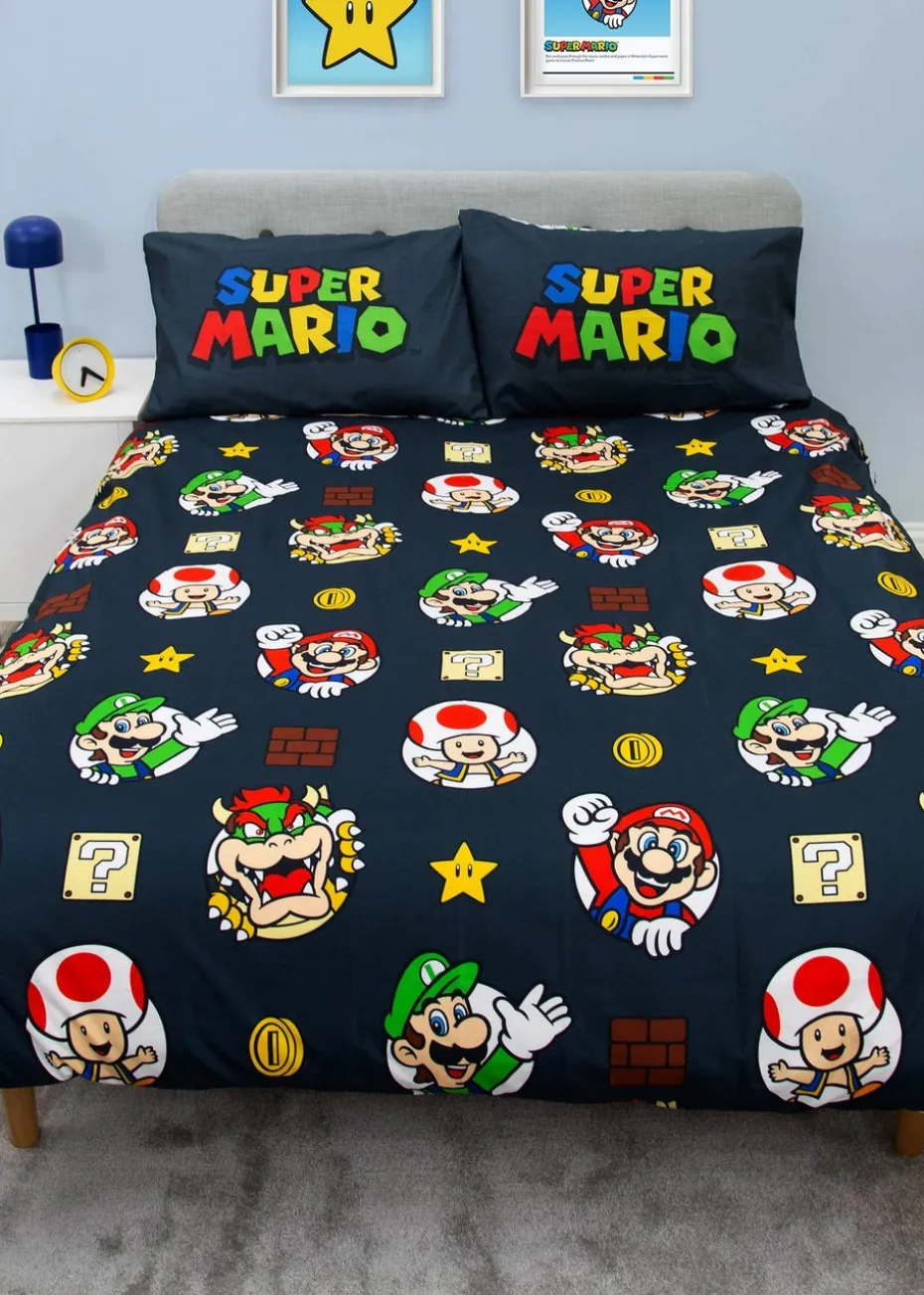 Nintendo Black Blackened Duvet Cover Set