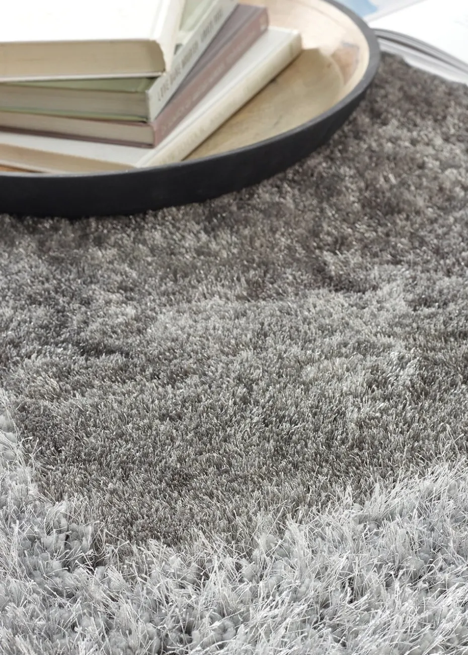 Origins Silver Shimmer Shaggy Border Rug