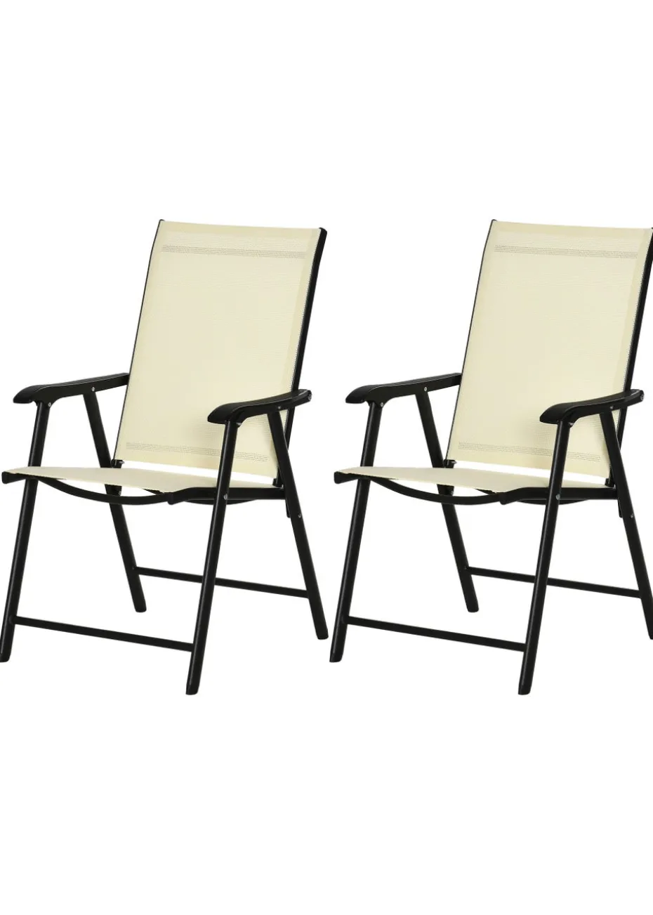 Outsunny 2 PCs Foldable Garden Chairs (58cm x 64cm x 94cm)
