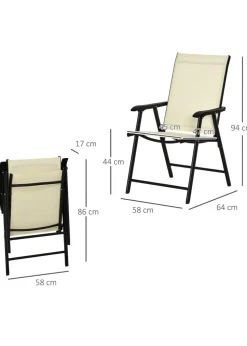 Outsunny 2 PCs Foldable Garden Chairs (58cm x 64cm x 94cm)