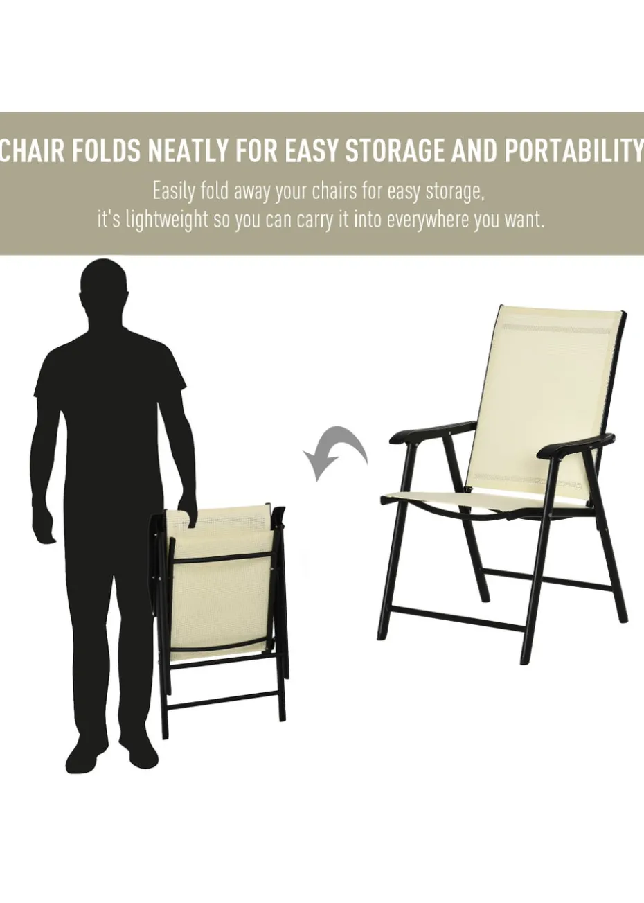 Outsunny 2 PCs Foldable Garden Chairs (58cm x 64cm x 94cm)