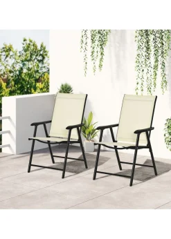 Outsunny 2 PCs Foldable Garden Chairs (58cm x 64cm x 94cm)