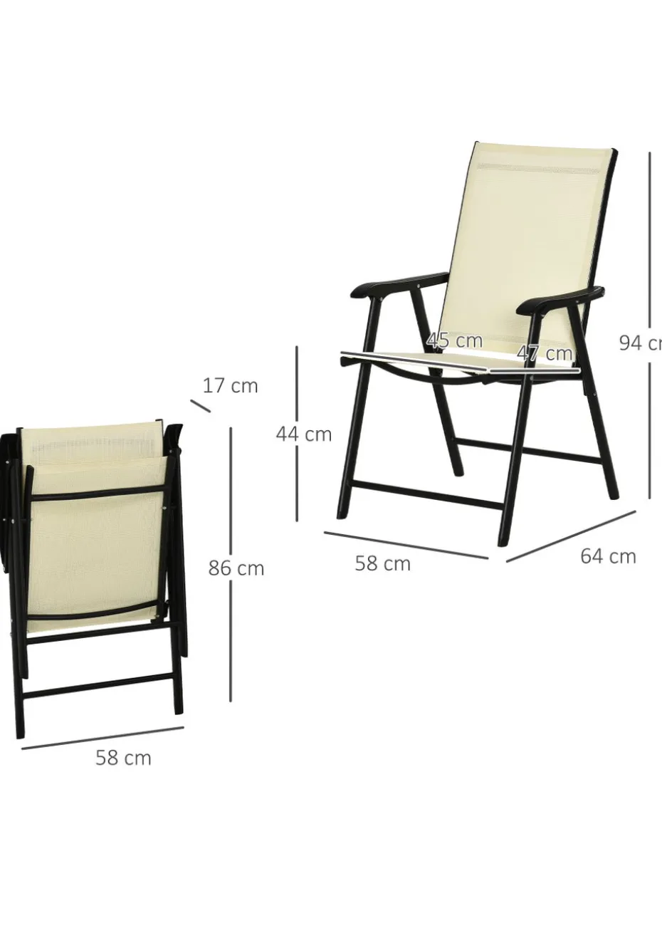 Outsunny 2 PCs Foldable Garden Chairs (58cm x 64cm x 94cm)