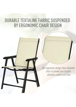 Outsunny 2 PCs Foldable Garden Chairs (58cm x 64cm x 94cm)