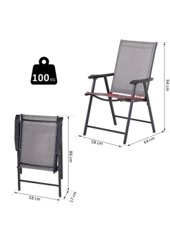 Outsunny 2 PCs Foldable Garden Chairs  (58cm x 64cm x 94cm)