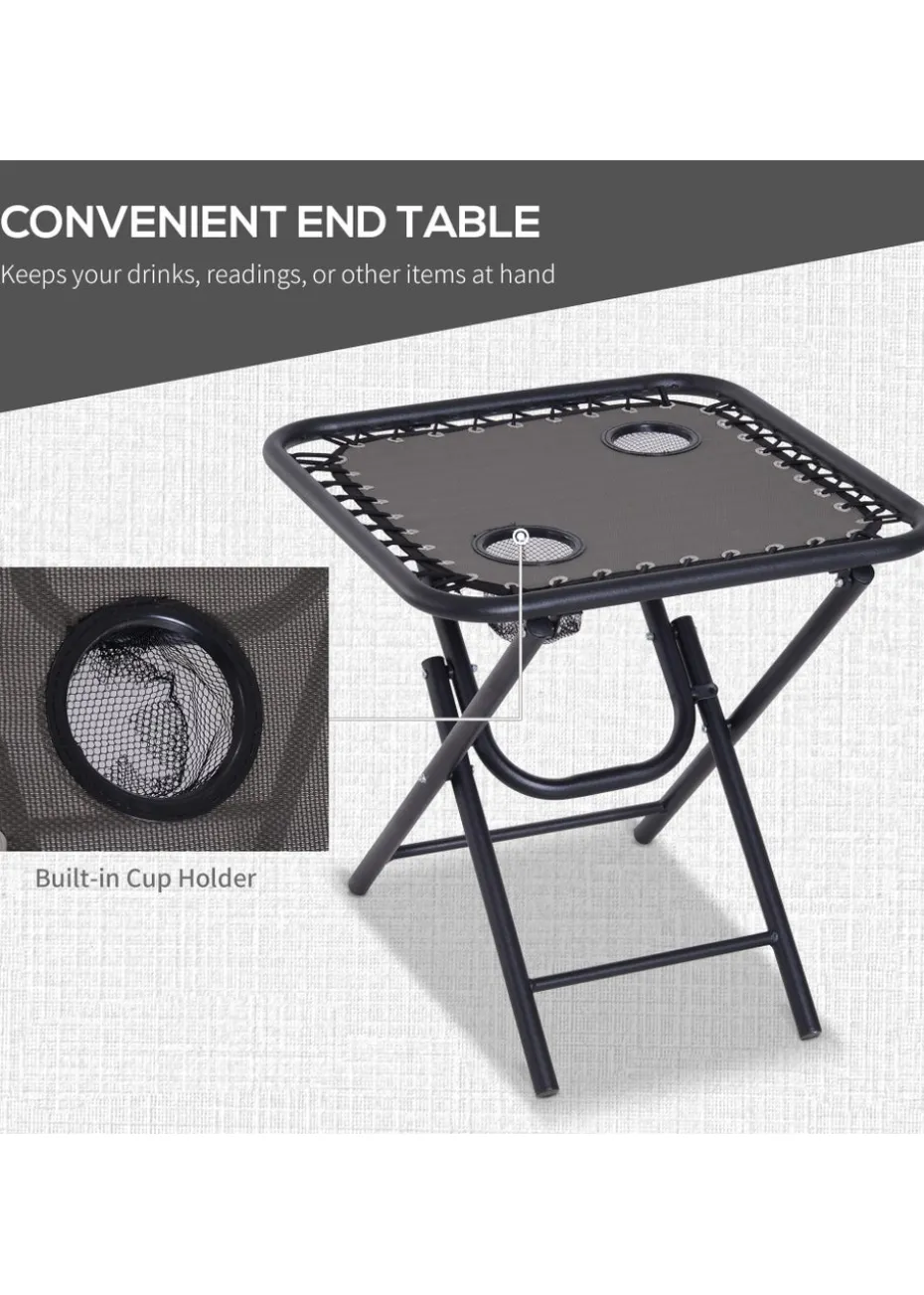 Outsunny 3 PCs Sun Lounger Table & Chairs Set with Cup Holders