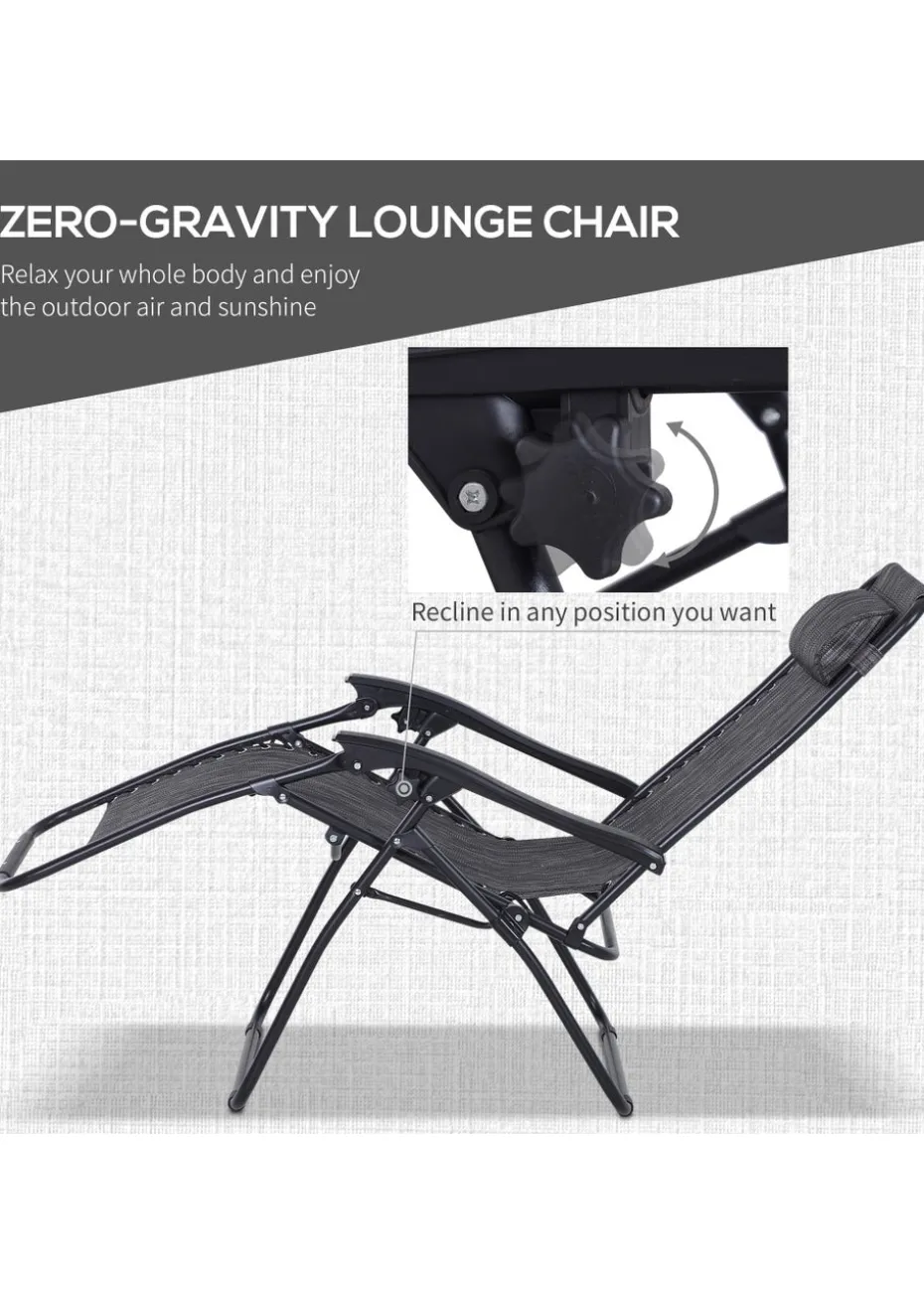 Outsunny 3 PCs Sun Lounger Table & Chairs Set with Cup Holders