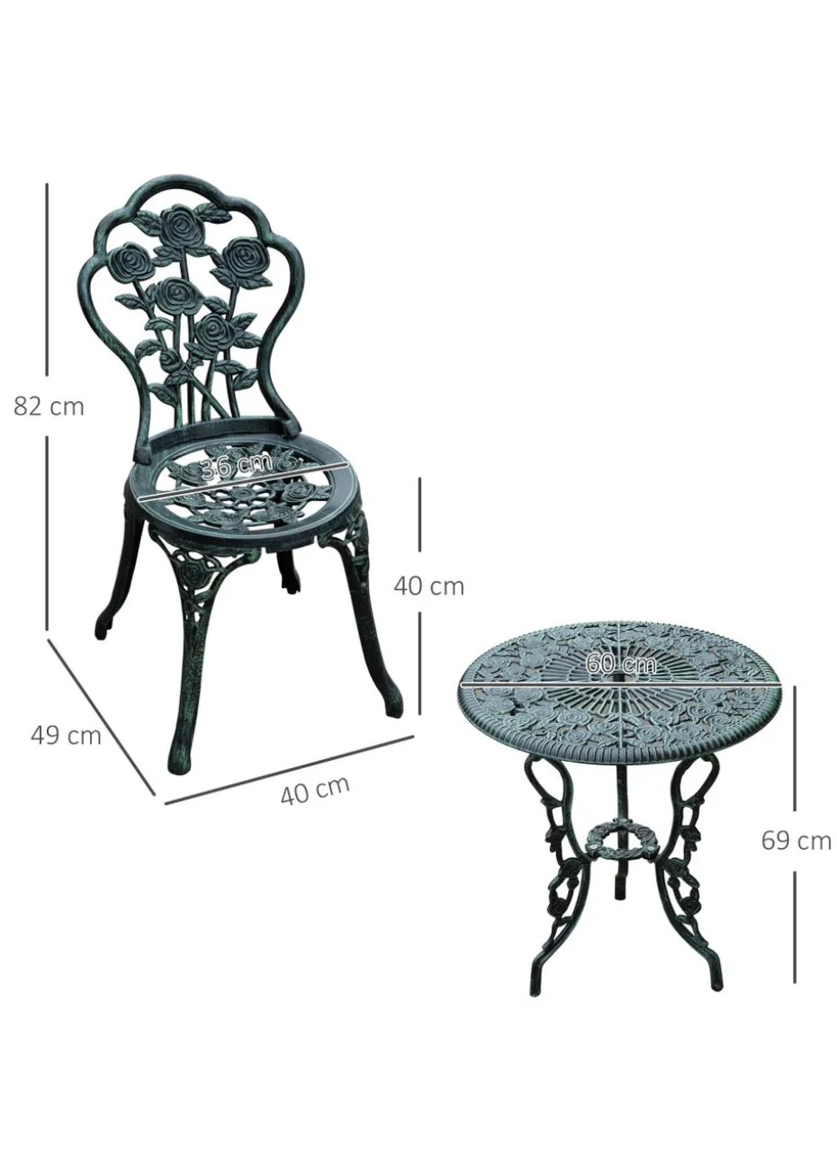 Outsunny 3 Piece Garden Cast Aluminium Bistro Set