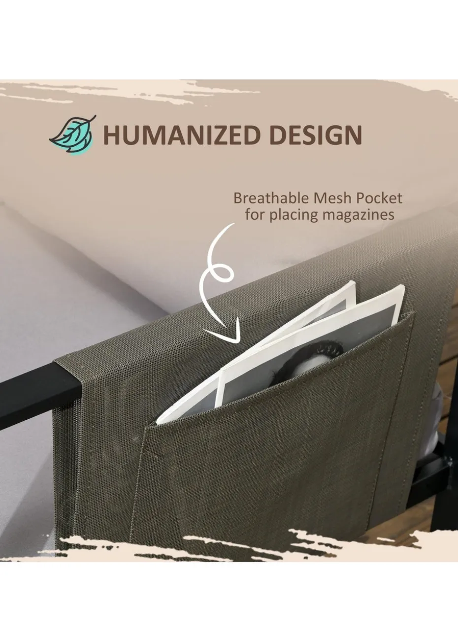 Outsunny 4 Piece Garden Furniture Set w/ Breathable Mesh Pocket, Light Grey