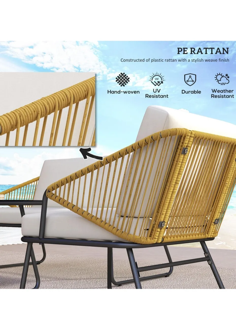 Outsunny 4 Piece Rattan Garden Furniture Set with Cushions
