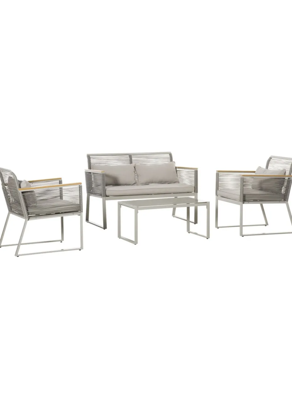 Outsunny 4 Piece Rope Rattan Effect Outdoor Furniture Set
