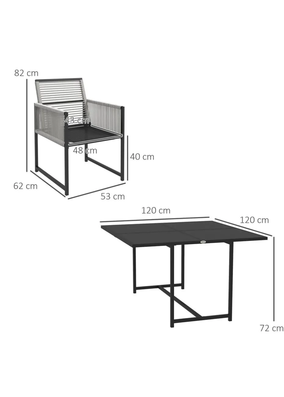Outsunny 5 Pieces Patio Dining Set with Foldable Back