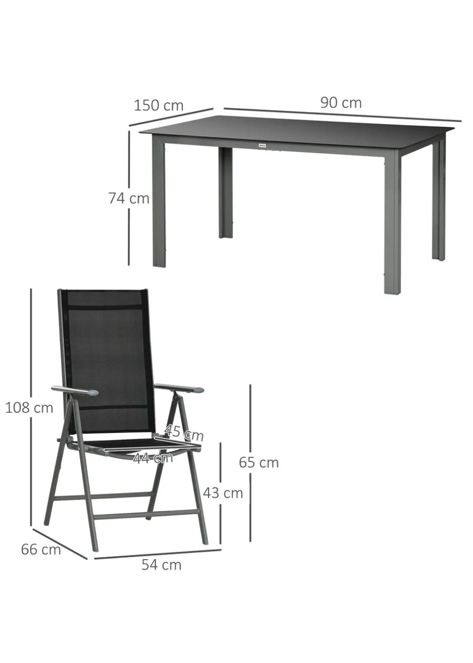 Outsunny Aluminium 7 Piece Garden Dining Set