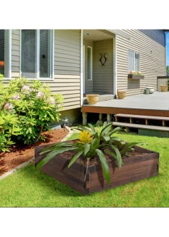 Outsunny Brown Wooden Raised Beds (80L x 80W x 22.5Hcm)