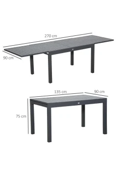 Outsunny Extendable Garden Table 10 Seater for Lawn Balcony & Backyard