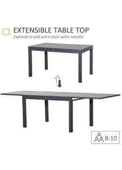 Outsunny Extendable Garden Table 10 Seater for Lawn Balcony & Backyard