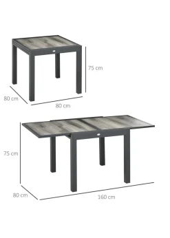Outsunny Extendable Outdoor Dining Table Aluminium Rectangle Patio Table