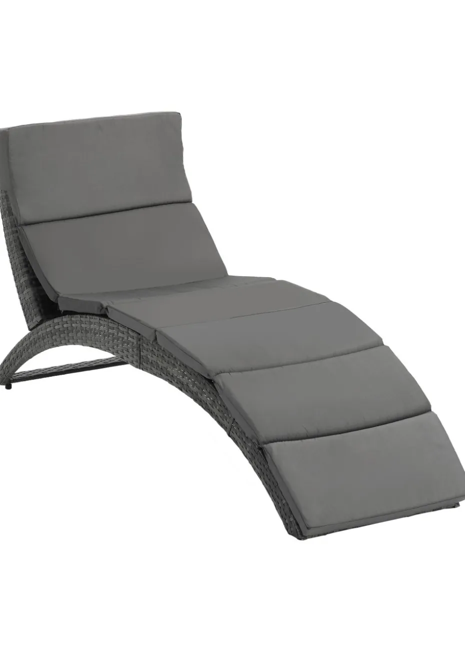 Outsunny Garden Rattan Sun Lounger (156cm x 59cm x 78cm)