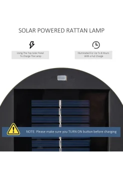 Outsunny Garden Solar Powered Lights Woven Wicker Lantern