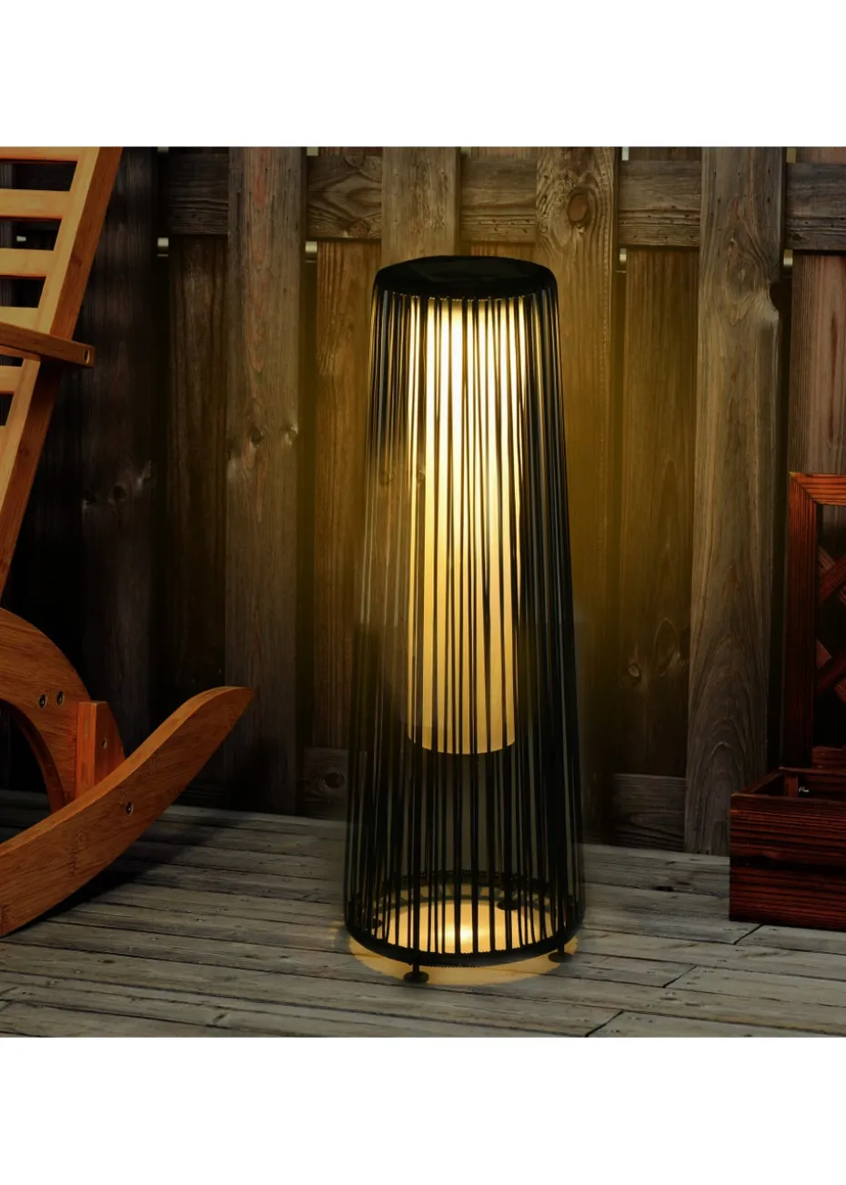Outsunny Garden Solar Powered Lights Woven Wicker Lantern