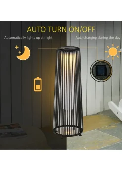 Outsunny Garden Solar Powered Lights Woven Wicker Lantern