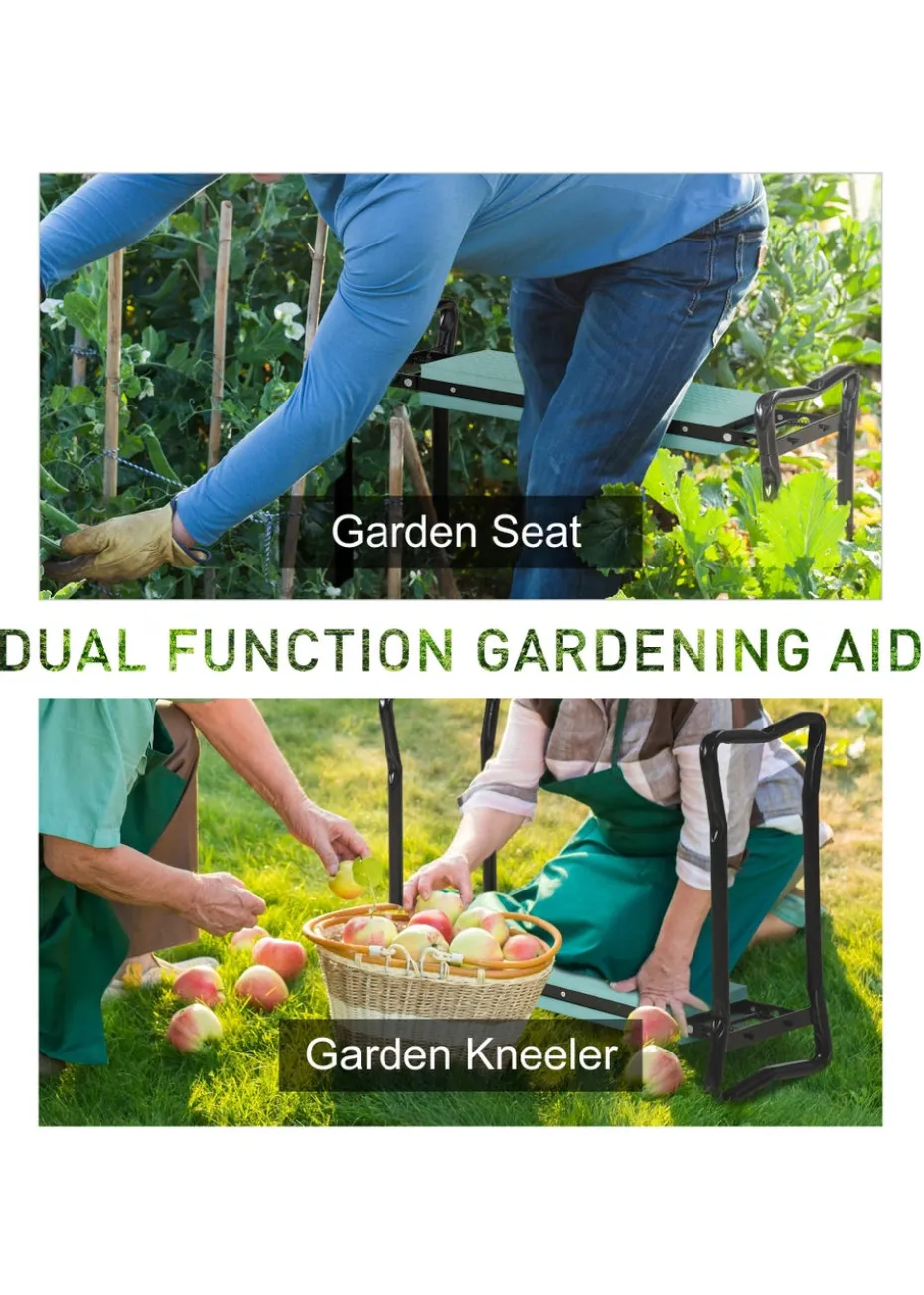 Outsunny 2-in-1 Garden Seat Kneeling Pad & Support Bench (58cm x 28cm x 49cm)