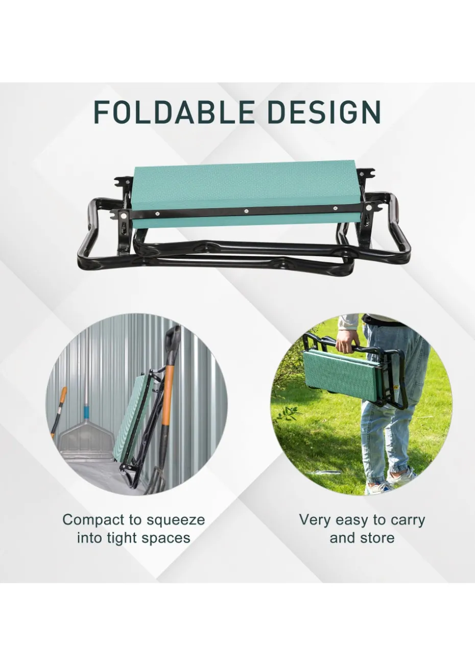 Outsunny 2-in-1 Garden Seat Kneeling Pad & Support Bench (58cm x 28cm x 49cm)
