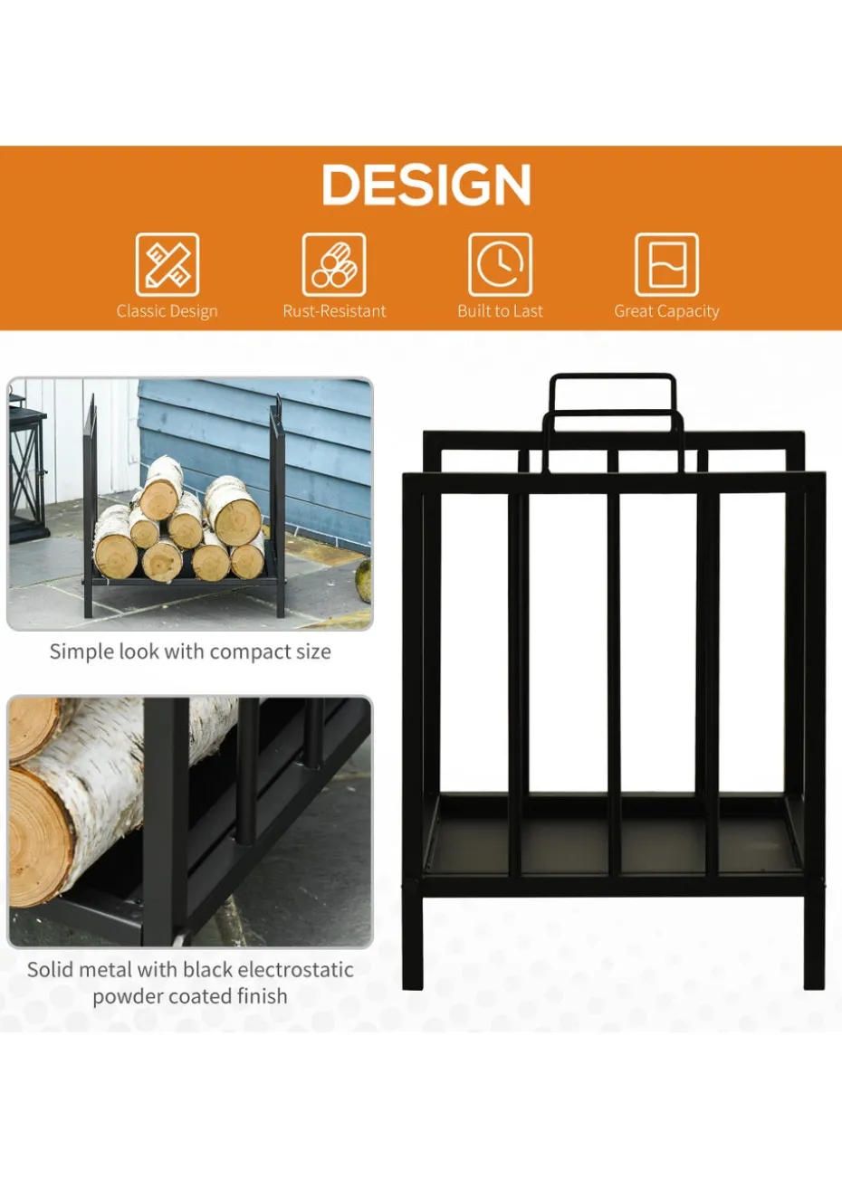 Outsunny Metal Firewood Log Holder Firewood Rack