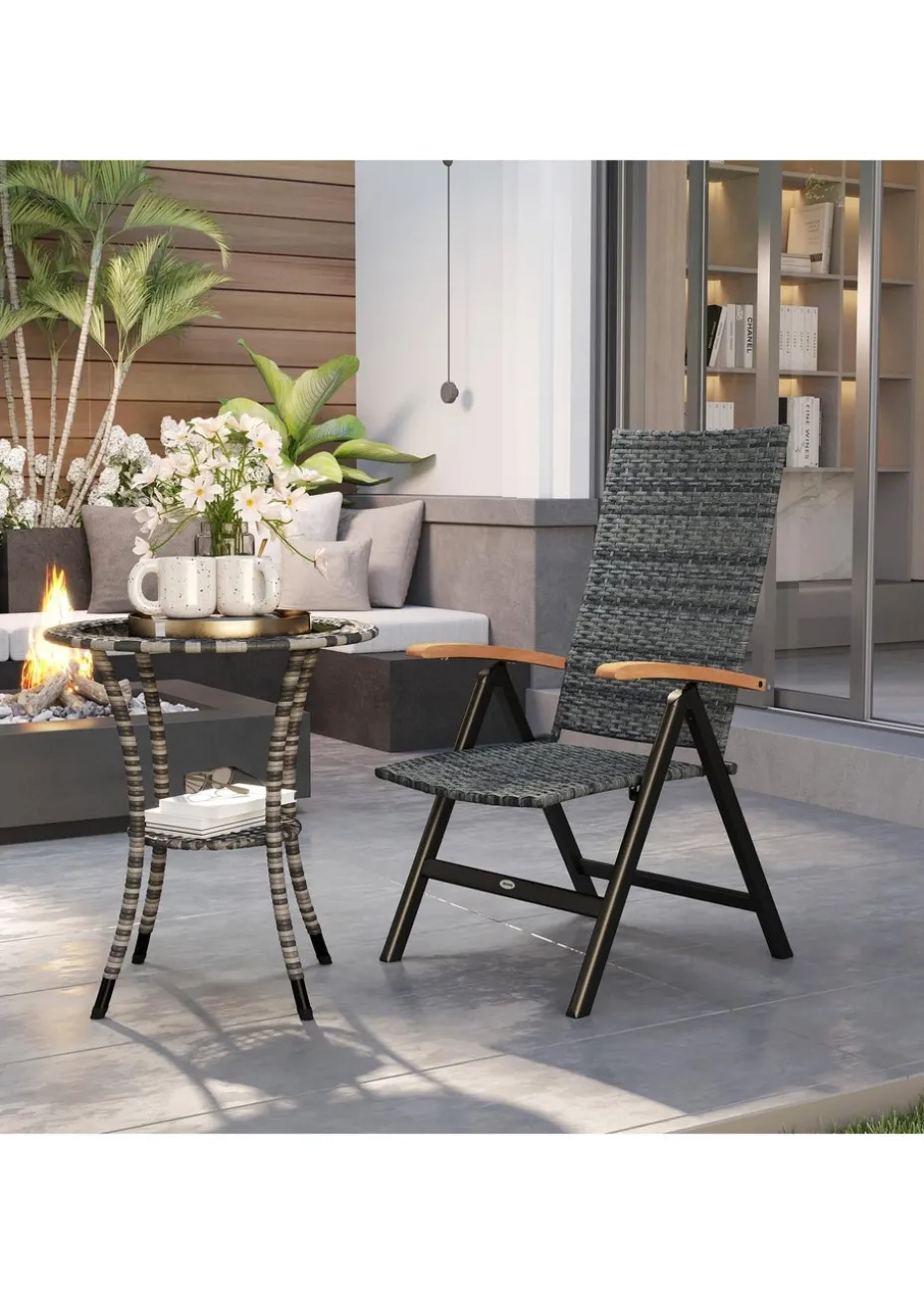 Outsunny Outdoor Folding Rattan Chair Dining Chair