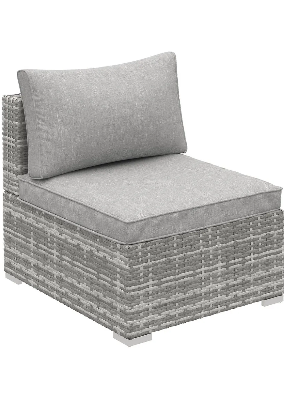 Outsunny Outdoor Garden Furniture Rattan Single Middle Sofa with Cushions