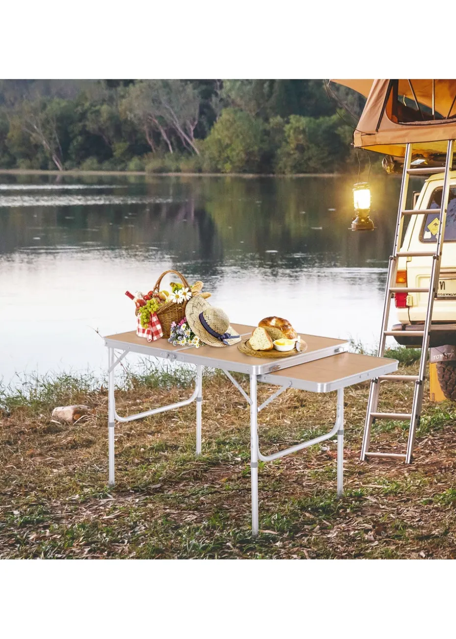 Outsunny Portable Aluminium Picnic Table with Side Desktop (90x70cm)